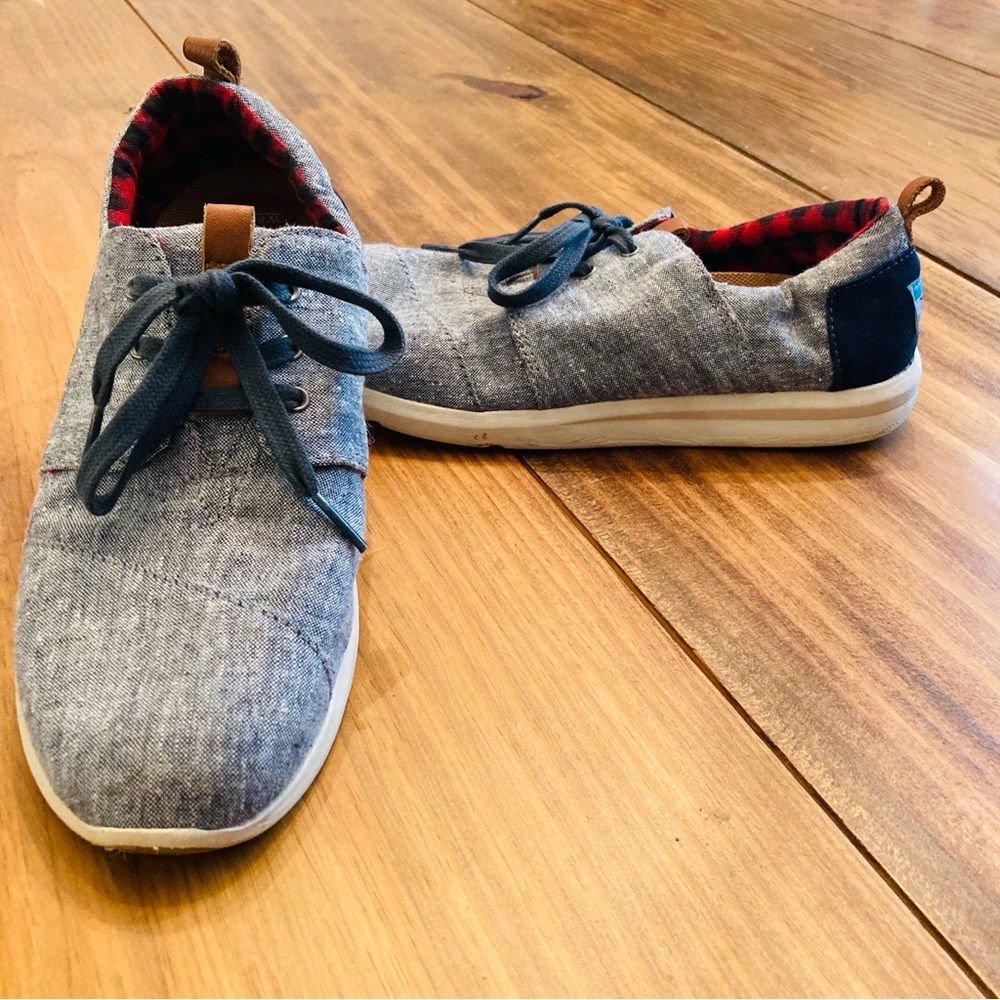 Toms Del Rey Chambray Flannel Lined Sneakers EUC